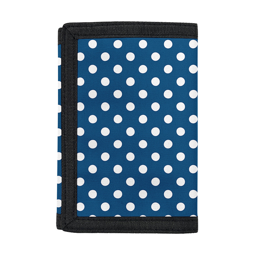 Navy And White Polka Dot Pattern Print Trifold Wallet