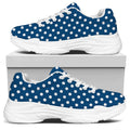 Navy And White Polka Dot Pattern Print White Chunky Shoes