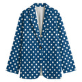 Navy And White Polka Dot Pattern Print Women's Blazer