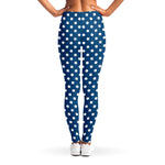 Navy And White Polka Dot Pattern Print Women's Leggings