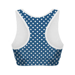 Navy And White Polka Dot Pattern Print Women's Sports Bra