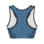 Navy And White Polka Dot Pattern Print Women's Sports Bra