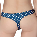 Navy And White Polka Dot Pattern Print Women's Thong