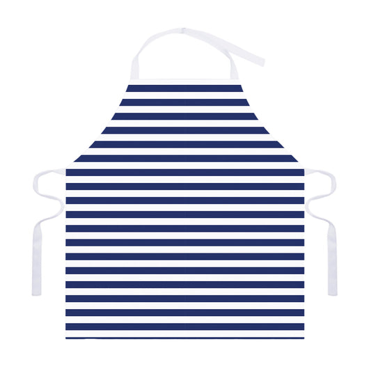 Navy And White Striped Pattern Print Adjustable Apron