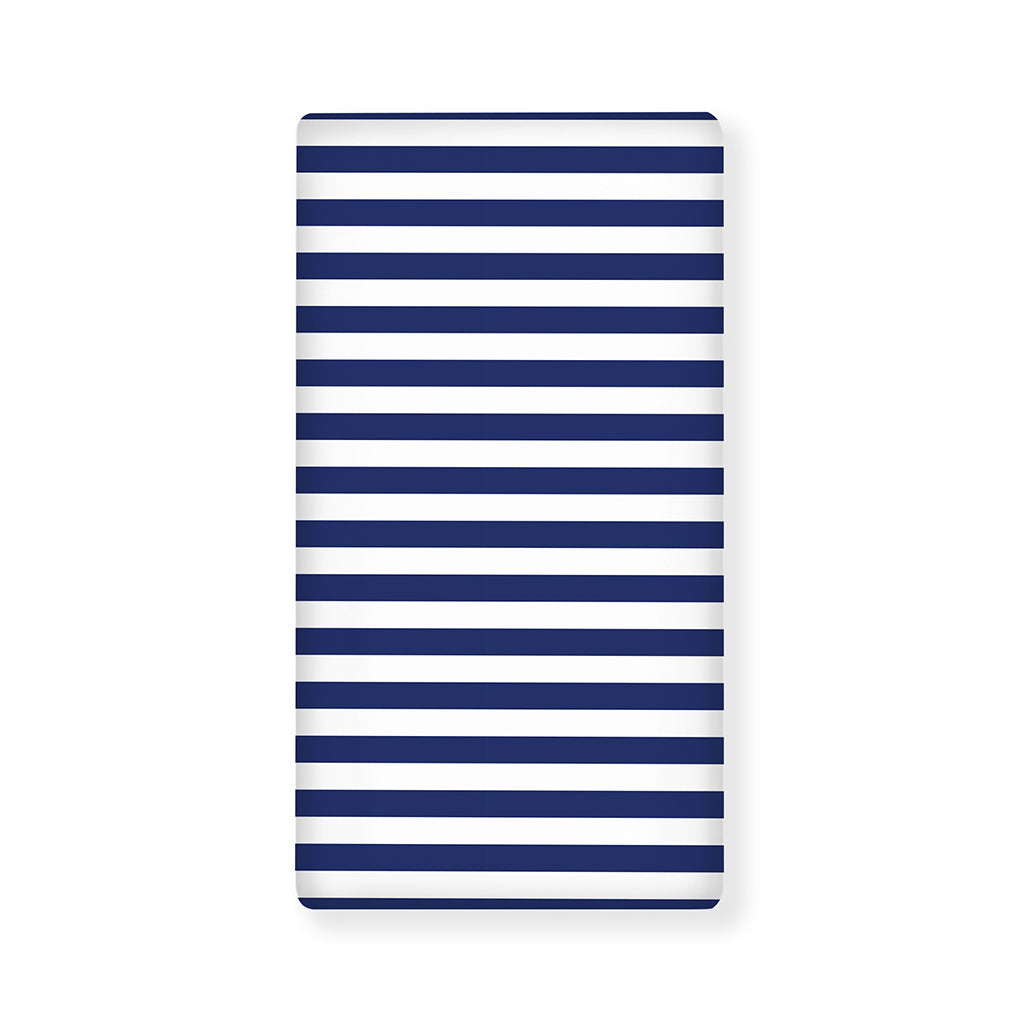 Navy And White Striped Pattern Print Baby Crib Sheet