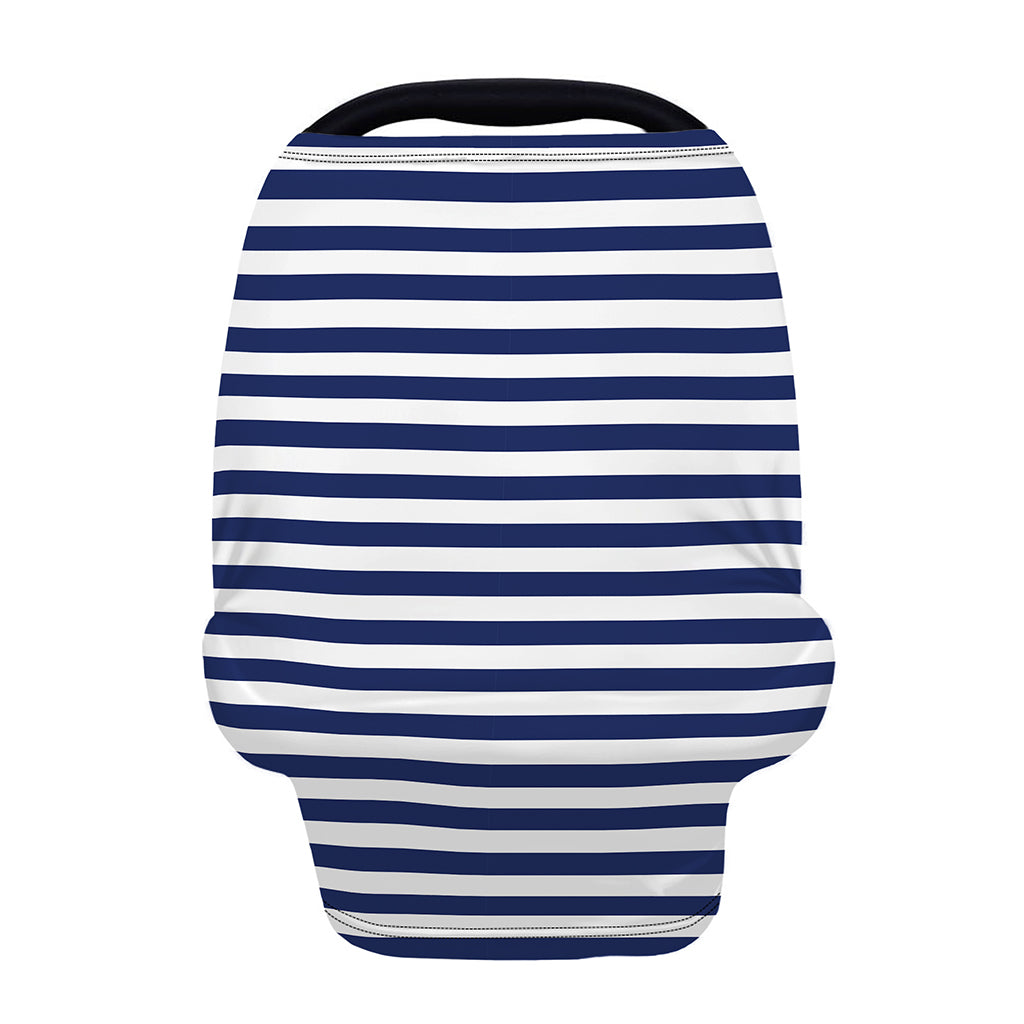 Navy And White Striped Pattern Print Baby Seat Cover