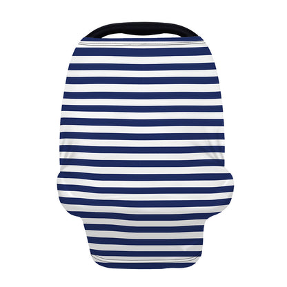 Navy And White Striped Pattern Print Baby Seat Cover