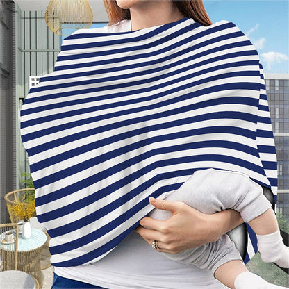 Navy And White Striped Pattern Print Baby Seat Cover