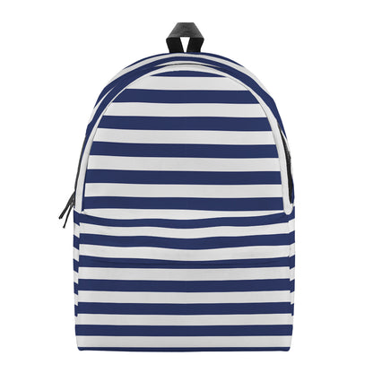 Navy And White Striped Pattern Print Backpack