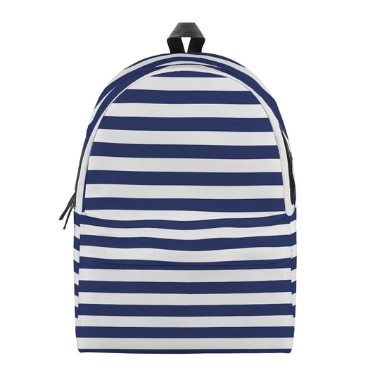 Navy And White Striped Pattern Print Backpack