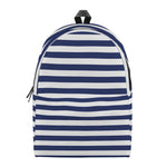 Navy And White Striped Pattern Print Backpack