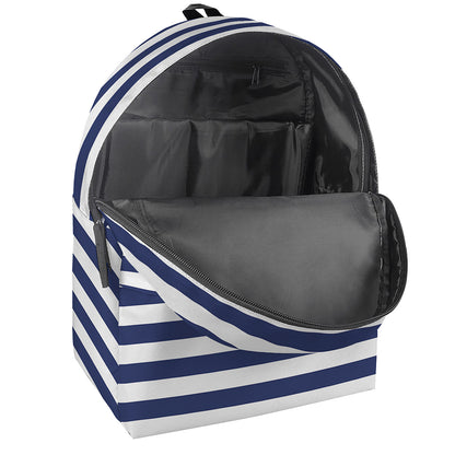 Navy And White Striped Pattern Print Backpack