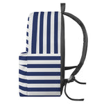Navy And White Striped Pattern Print Backpack