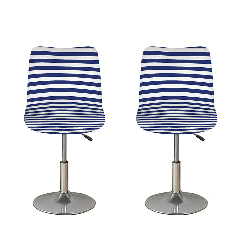Navy And White Striped Pattern Print Bar Stool Covers