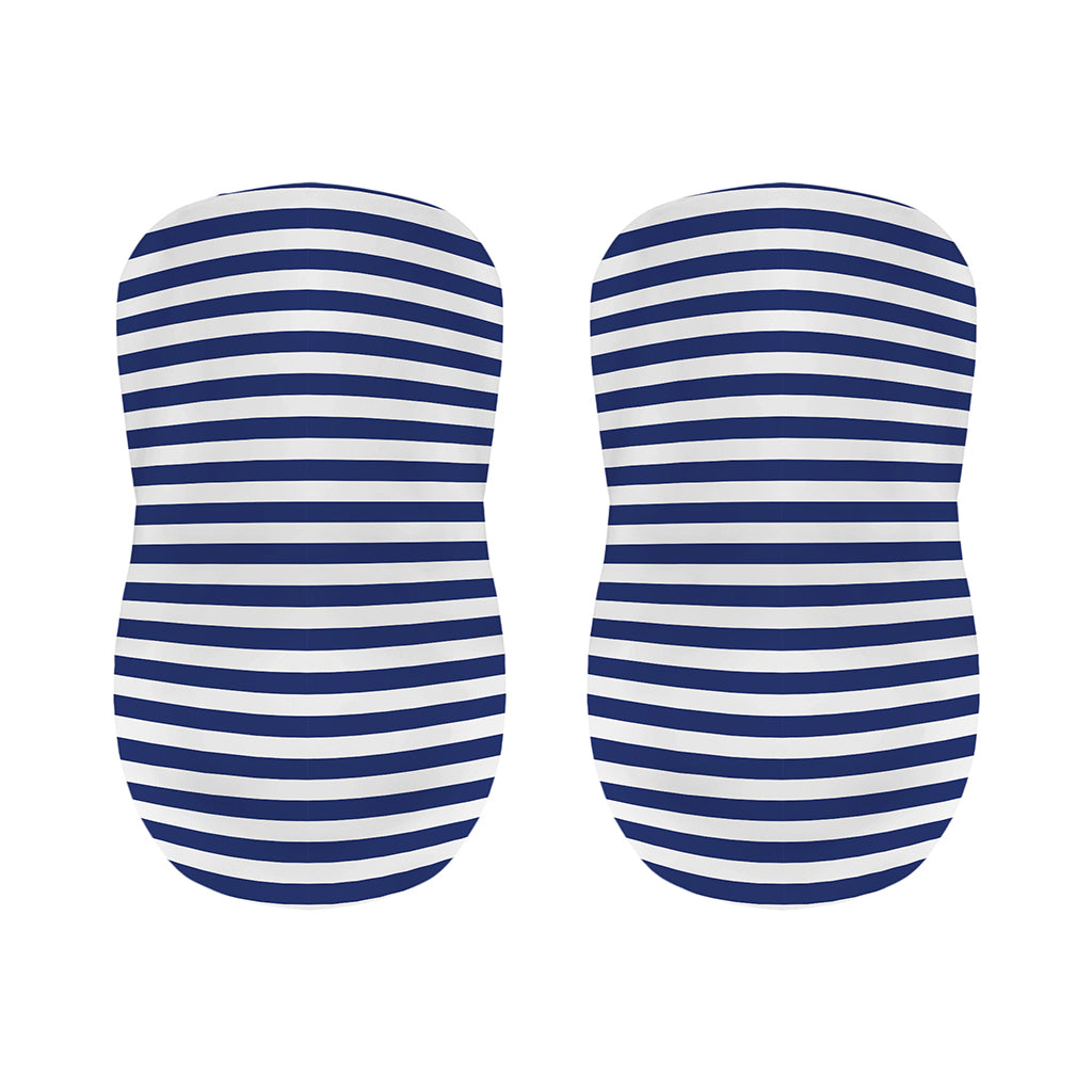 Navy And White Striped Pattern Print Bar Stool Covers