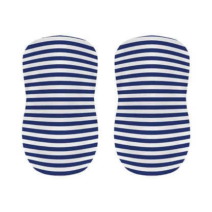 Navy And White Striped Pattern Print Bar Stool Covers