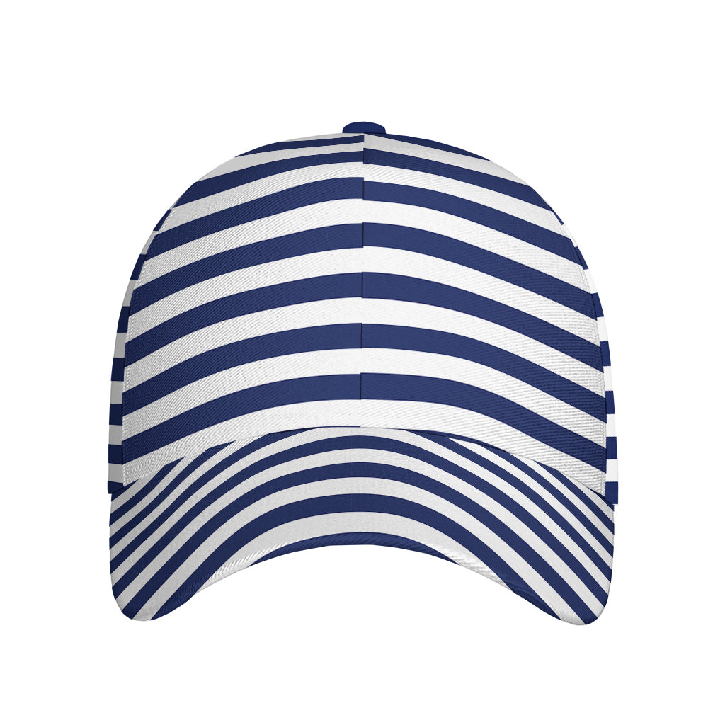 Navy And White Striped Pattern Print Baseball Cap