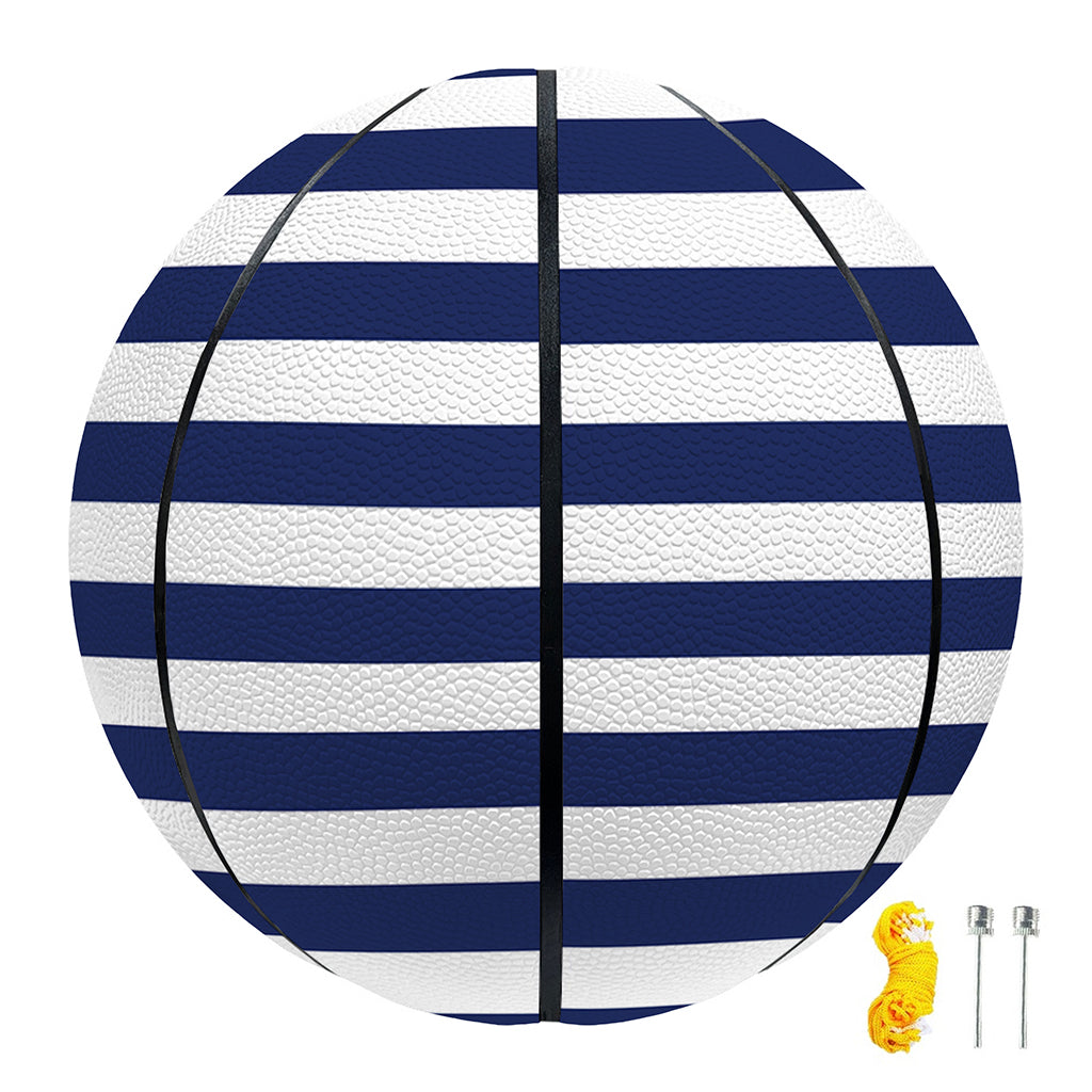 Navy And White Striped Pattern Print Basketball