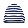 Navy And White Striped Pattern Print Beanie