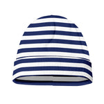 Navy And White Striped Pattern Print Beanie