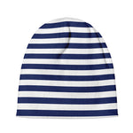 Navy And White Striped Pattern Print Beanie