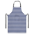 Navy And White Striped Pattern Print Bib Apron With Pocket