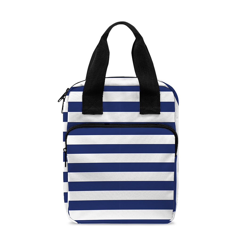Navy And White Striped Pattern Print Bible Tote Bag