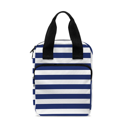 Navy And White Striped Pattern Print Bible Tote Bag