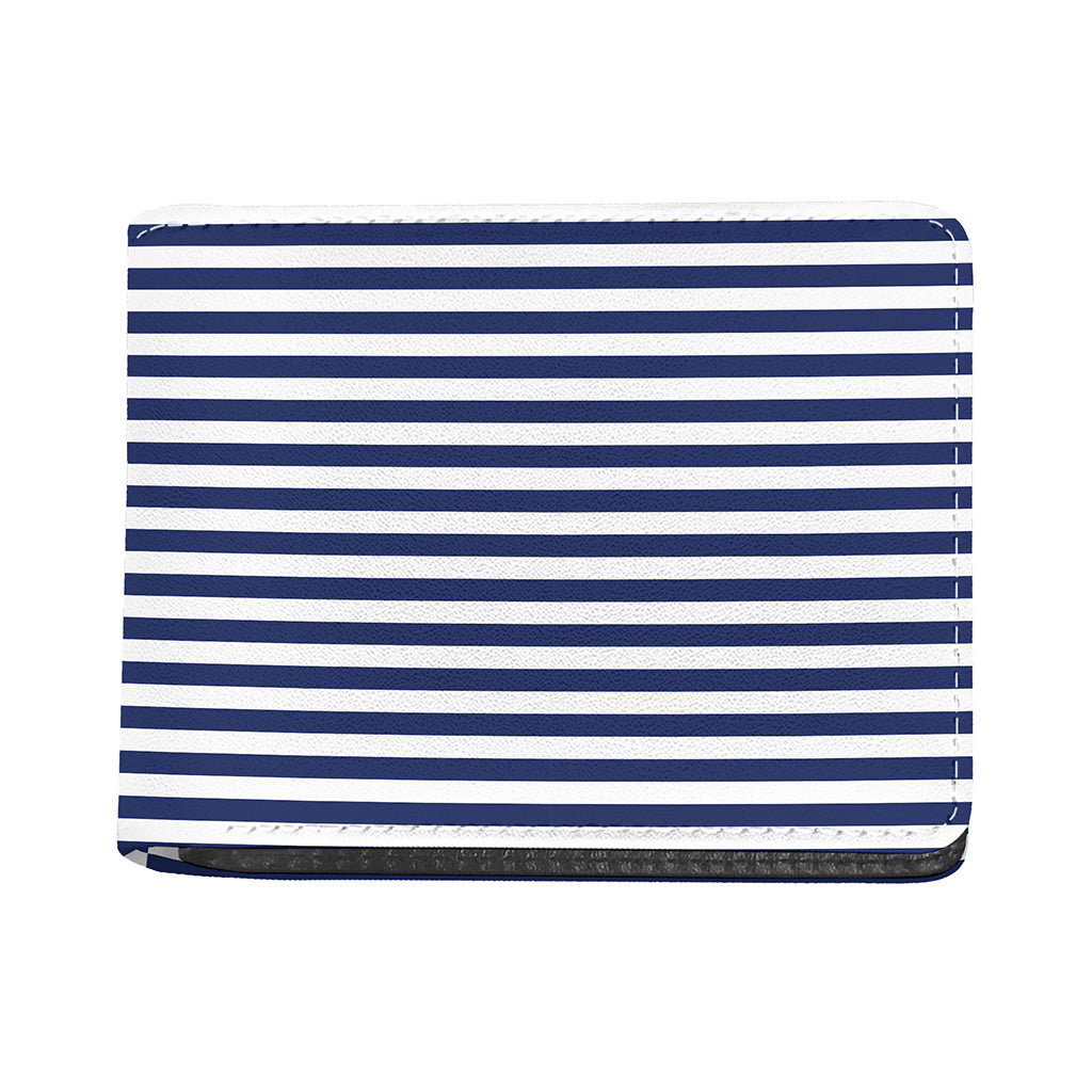 Navy And White Striped Pattern Print Bifold Wallet
