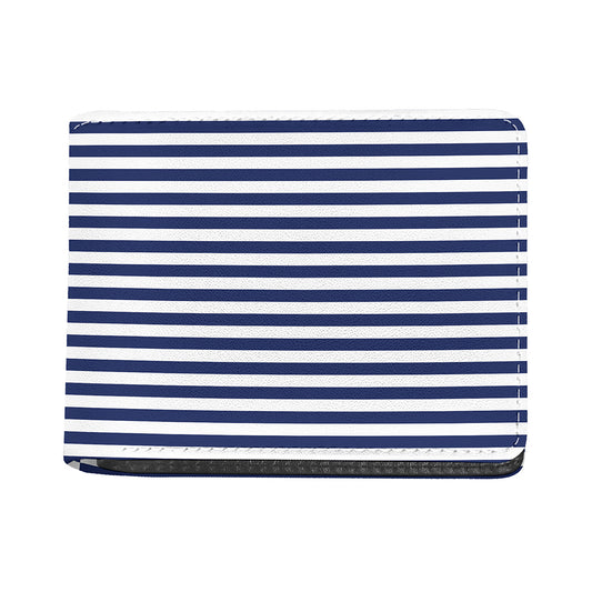 Navy And White Striped Pattern Print Bifold Wallet