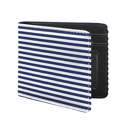 Navy And White Striped Pattern Print Bifold Wallet