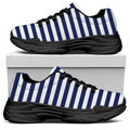 Navy And White Striped Pattern Print Black Chunky Shoes