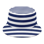 Navy And White Striped Pattern Print Bucket Hat
