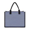 Navy And White Striped Pattern Print Canvas Tote Bag