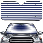 Navy And White Striped Pattern Print Car Windshield Sun Shade