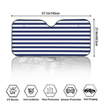 Navy And White Striped Pattern Print Car Windshield Sun Shade