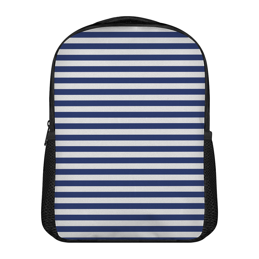 Navy And White Striped Pattern Print Casual Backpack
