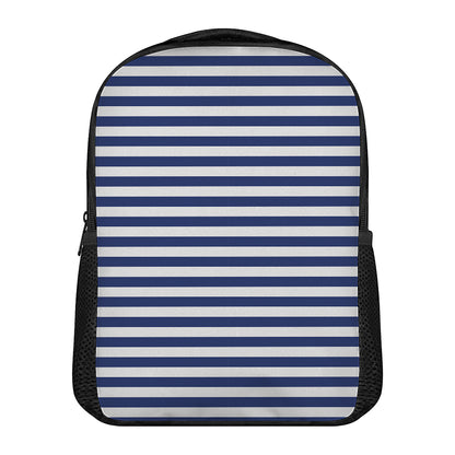 Navy And White Striped Pattern Print Casual Backpack