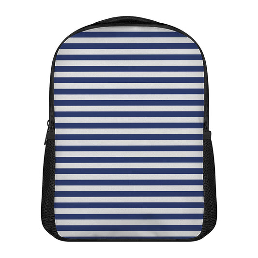 Navy And White Striped Pattern Print Casual Backpack