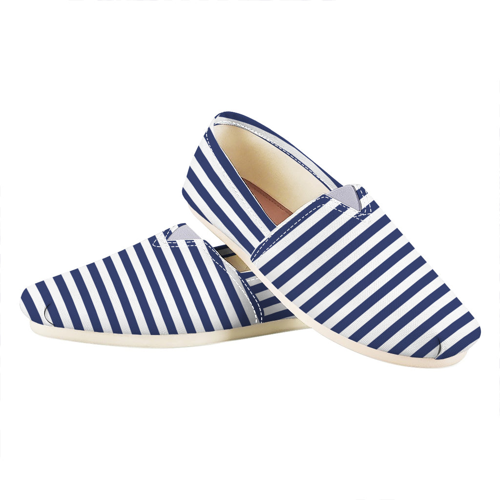Navy And White Striped Pattern Print Casual Shoes