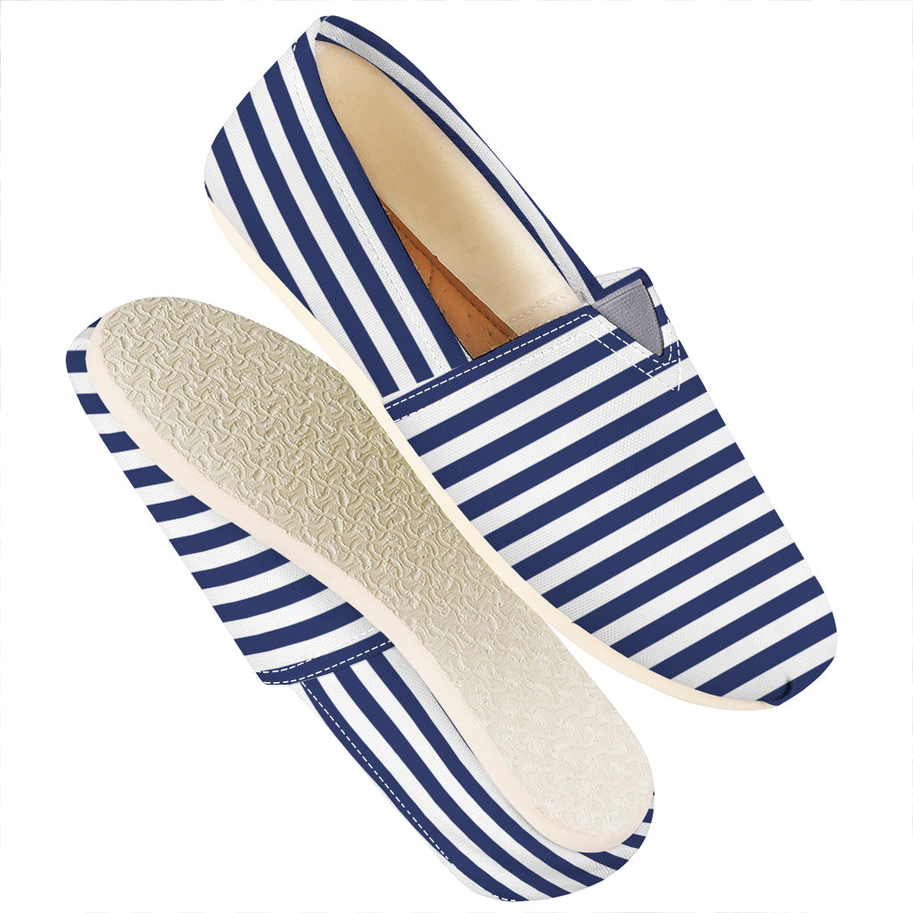 Navy And White Striped Pattern Print Casual Shoes