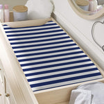 Navy And White Striped Pattern Print Changing Pad Cover