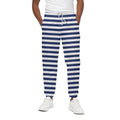 Navy And White Striped Pattern Print Cotton Sweatpants