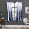 Navy And White Striped Pattern Print Grommet Curtain Panels