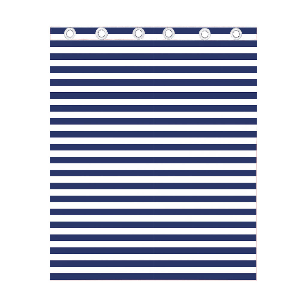 Navy And White Striped Pattern Print Curtain