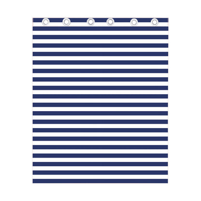 Navy And White Striped Pattern Print Curtain