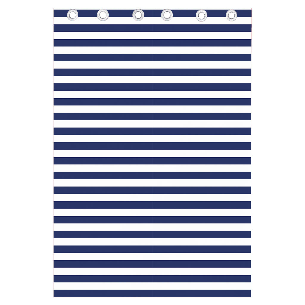 Navy And White Striped Pattern Print Curtain