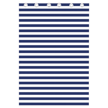 Navy And White Striped Pattern Print Curtain