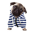 Navy And White Striped Pattern Print Dog Zip Up Hoodie
