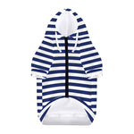 Navy And White Striped Pattern Print Dog Zip Up Hoodie